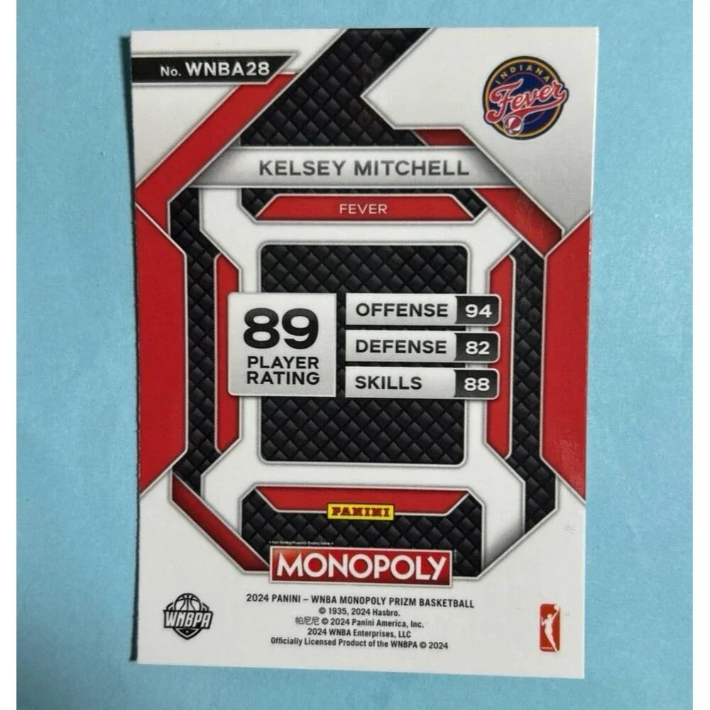Kelsey Mitchell WNBA Ind Fever 2024 Panini Monopoly Red Icon SP Prizm #WNBA 28